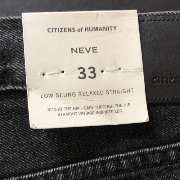 Citizens of Humanity Neve Relaxed Straight Black Jeans Sz 33 Obsidian NWT NEW - Picture 12 of 14